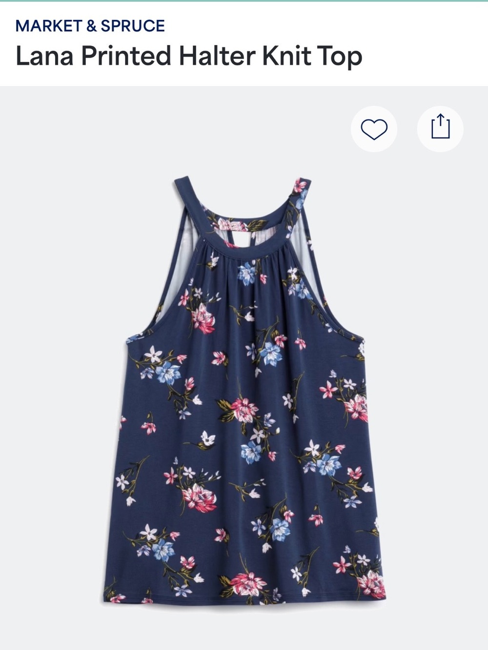 Market & Spruce Navy Floral Halter Tank Top